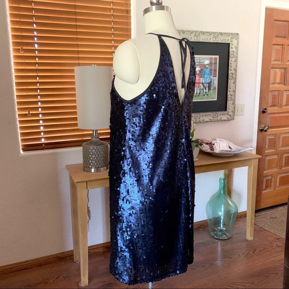 Flirty midnight blue matte sequin Forever 21 (?) mini dress - Picture 5 of 11